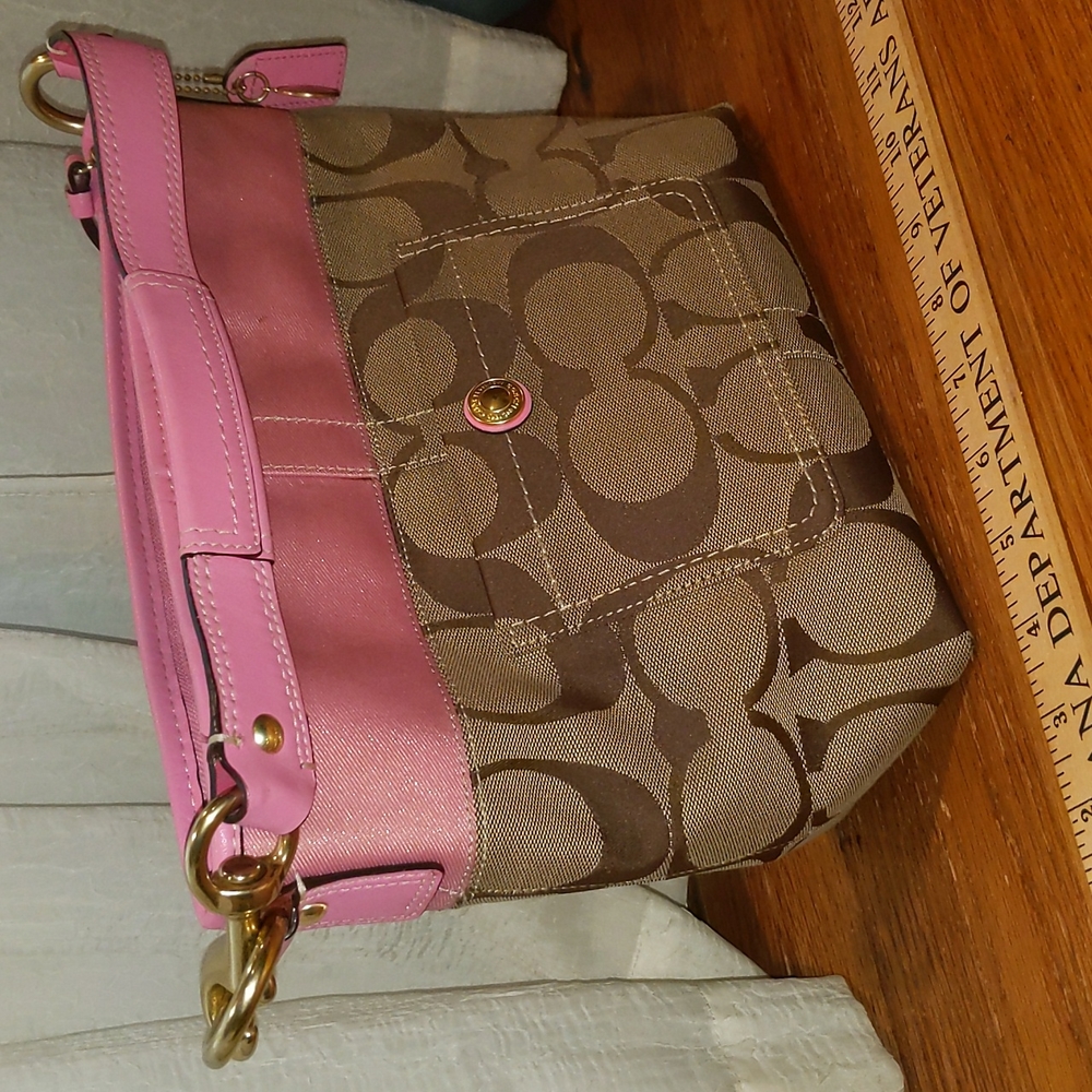 Coach handbag tote pink and brown